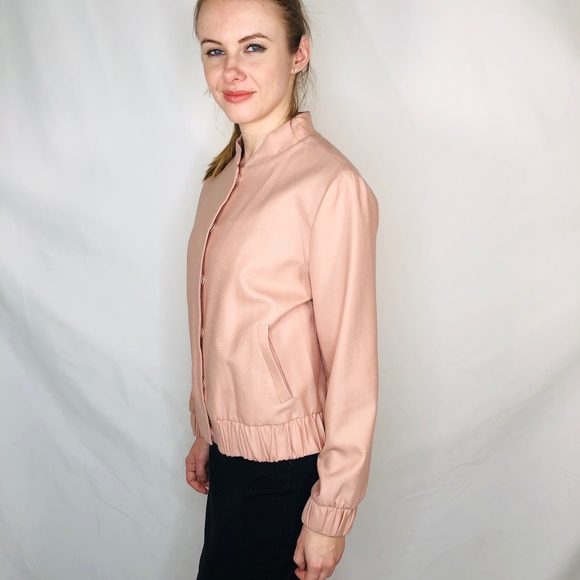 Cuyana Blush Millenial Pink Bomber Jacket Wool 706 - Picture 6 of 8